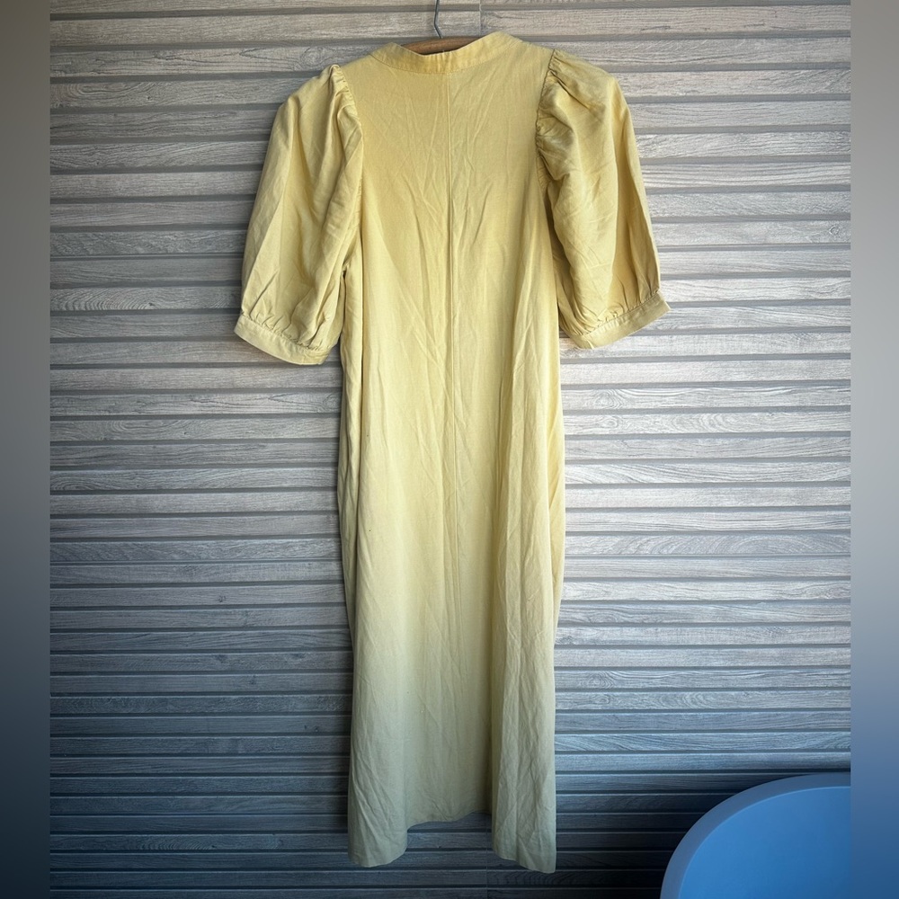 Ann Taylor Long Sleeve Buttery Yellow LINEN Dress - Picture 4 of 8